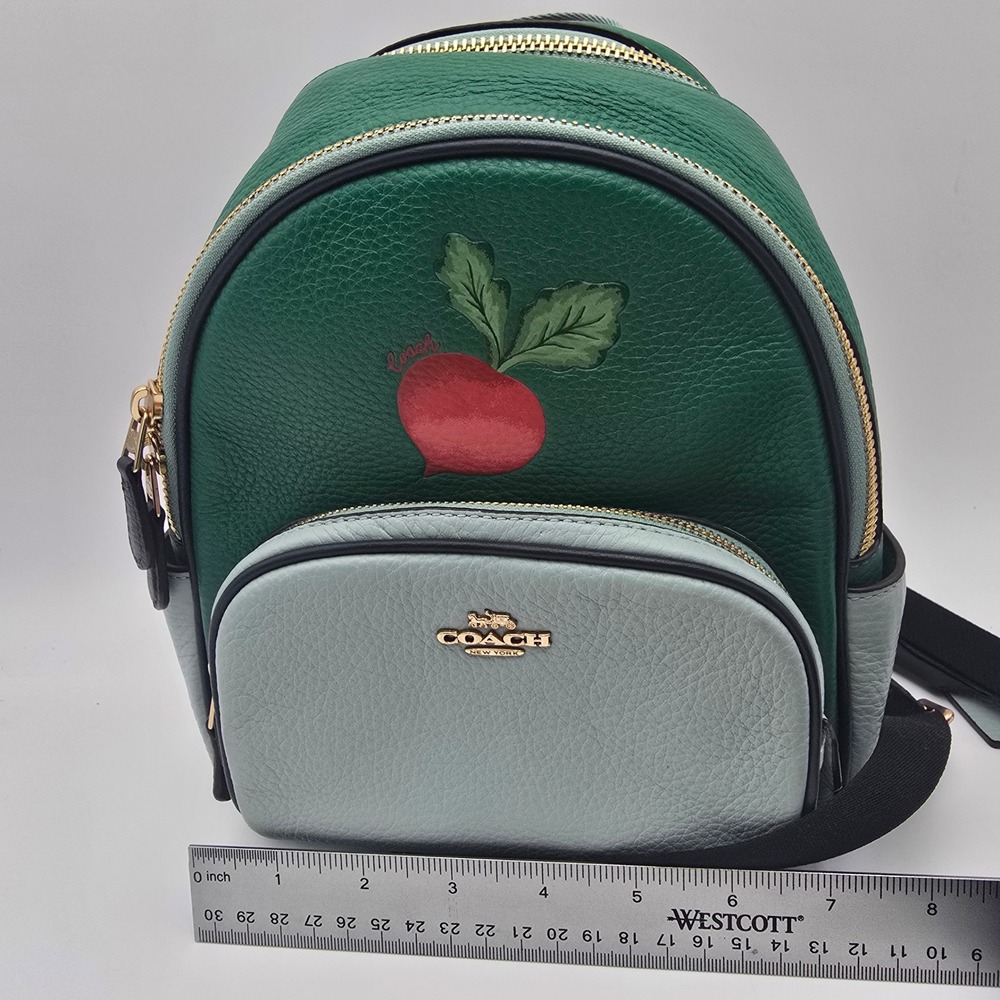 Coach Mini Backpack Green Leather Beet Design Gold Hardware - Picture 11 of 11